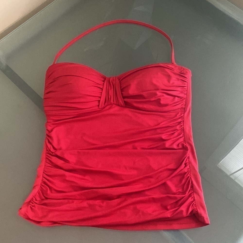 La Blanca Red Tankini Top Bandeau Swimsuit Top Size 6
